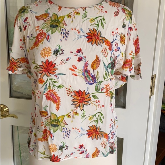 Zara Ruffle Open Back Floral Blouse - Picture 3 of 5